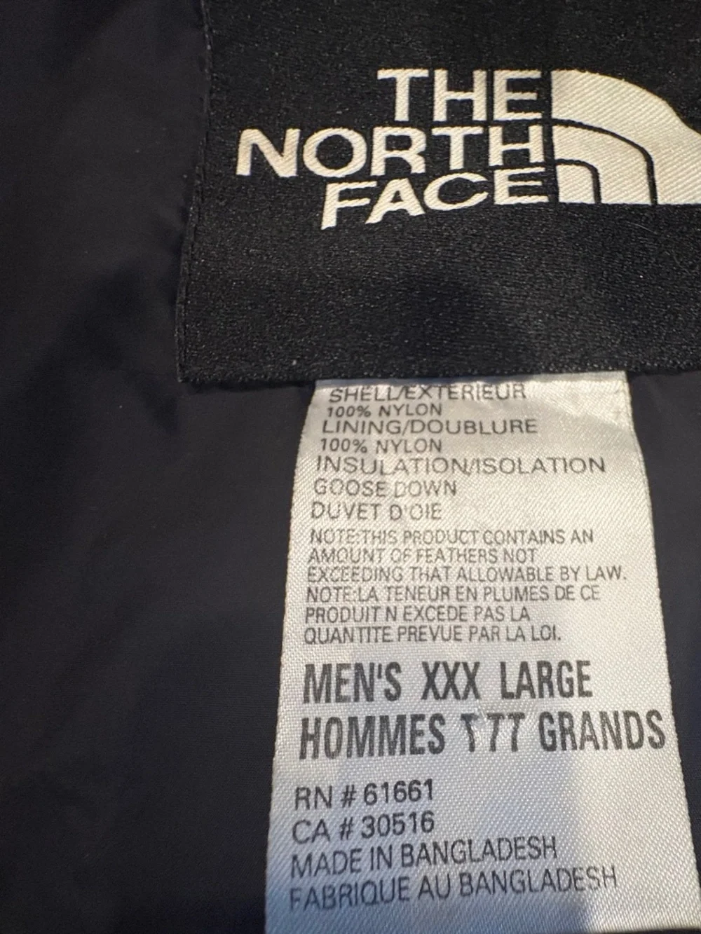 The North Face Mens Black Goose Down Drawcord Hem Hooded Puffer Jacket - Sz XXXL
